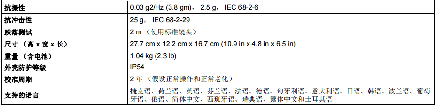 美國(guó)福祿克紅外熱像儀Ti300 PRO一般技術(shù)指標(biāo)