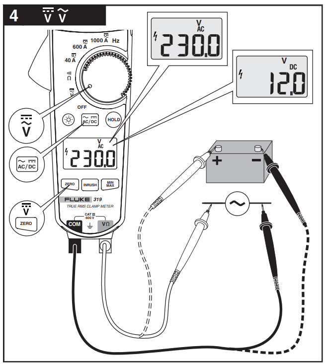 Fluke 317電流表用戶手冊步驟3、4