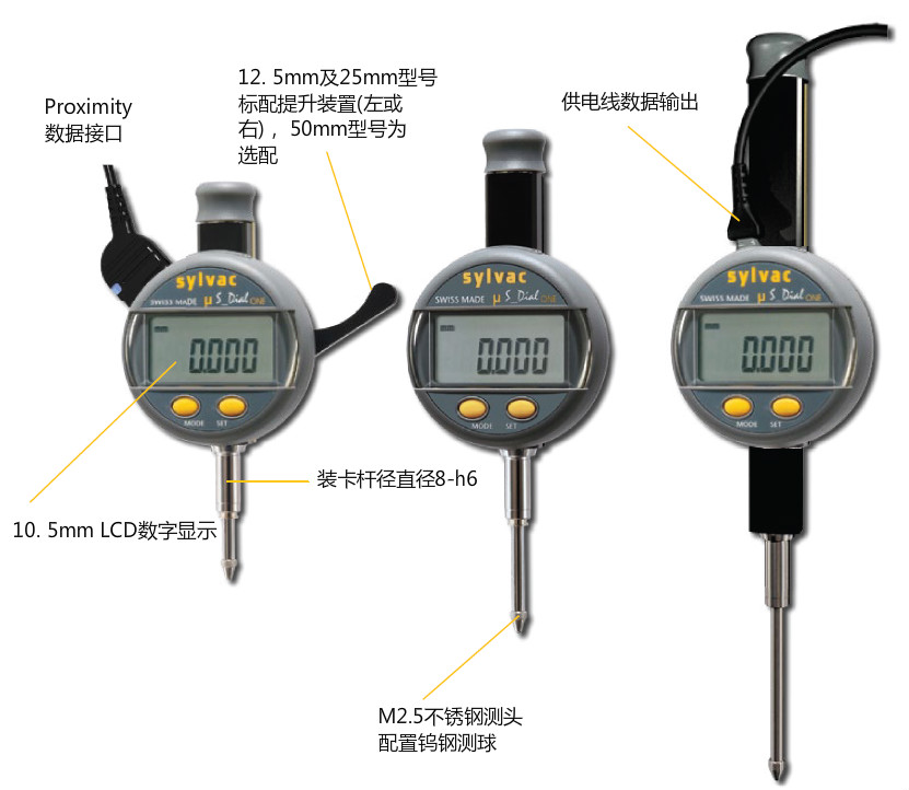 瑞士Sylvac數(shù)顯百分表千分表S_Dial ONE結(jié)構(gòu)說明
